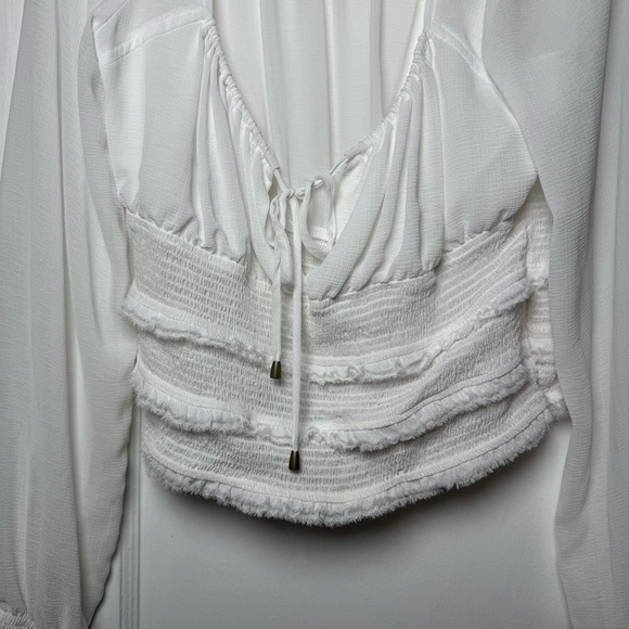 Free People Solid Lolita Coastal Boho Blouse White Size Large - Picture 7 of 16